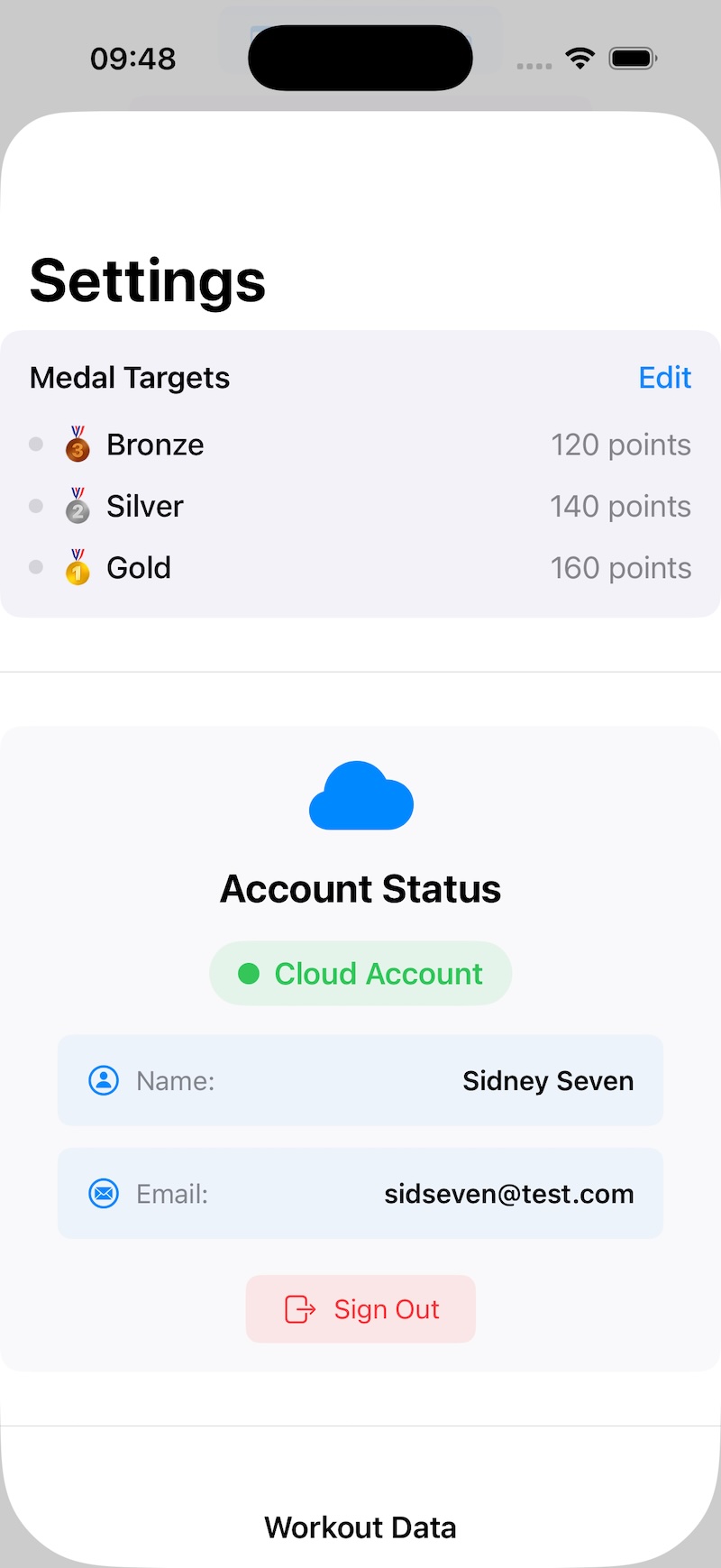 Landing page with points