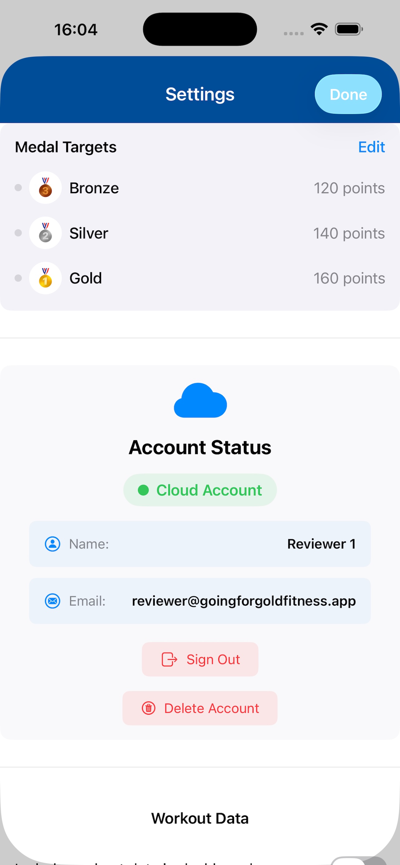 Landing page with points